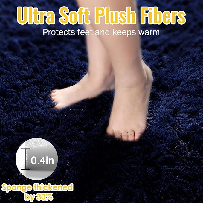 PAGISOFE Navy Blue Rug 3x5, Fluffy Dark Blue Rugs - Image 5
