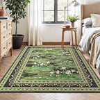 Lessymo Dark Green 5x7 Floral Rugs - Image 3