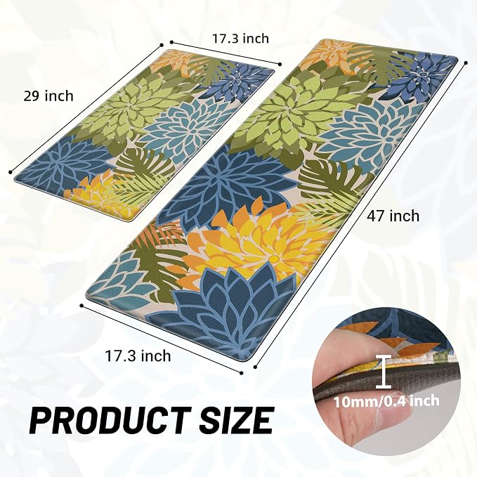 Arenarug Kitchen Mats for Floor 2PCS Cushioned Anti Fatigue Kitchen Mats - Image 2