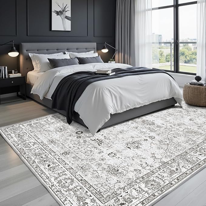 Washable Area Rug 8x10 Gray, Large Soft Rugs - Image 3