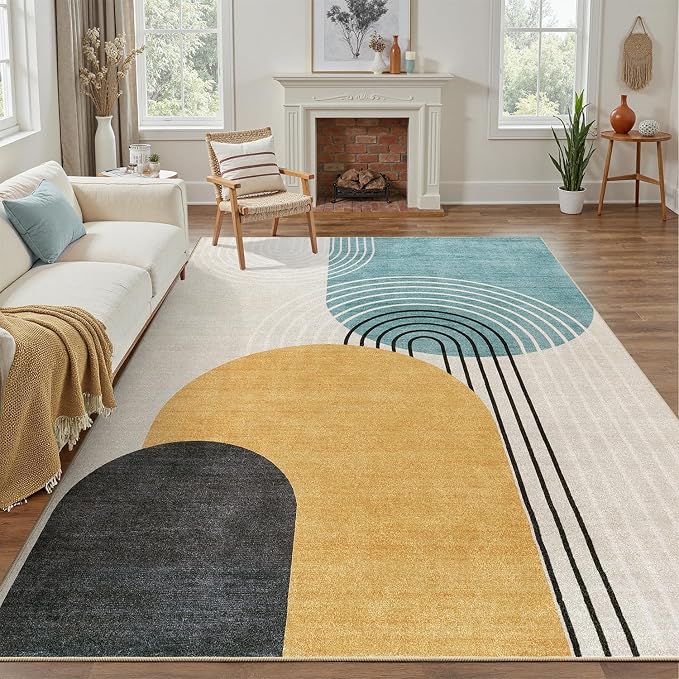 DCX Machine Washable 8x10 Area Rugs, Midcentury Modern Non Slip Stain Resistant - Image 5