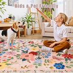 Area Rug Living Room Rugs: Floral 5x7 Washable Rug Vintage Soft Boho Non-Slip - Image 8