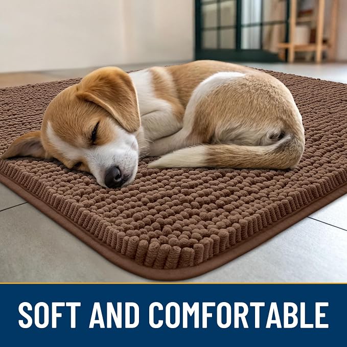 Smiry Dog Door Mat for Muddy Paws 24x16, Absorbent Dirt Trapper, Non-Slip - Image 2