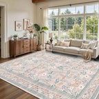 Rugxara 8x10 Pink Rugs for Bedroom Girls, Floral Washable Rug, Boho Area Rug - Image 5