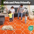 ONASAR Area Rugs for Bedroom Living Room, 4x6 Fluffy Orange and White Throw Rug - Image 3