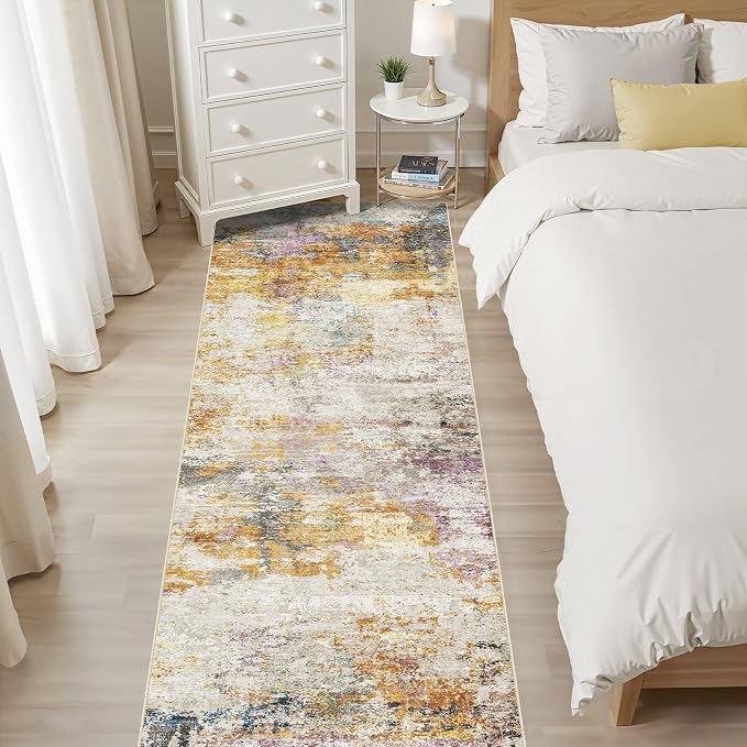 Runner Rug Kitchen Washable Rugs: 3x10 Non-Slip Abstract Soft Modern Stain - Image 6