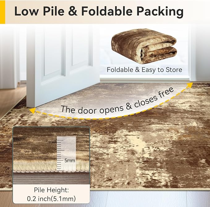 RELEANY Washable Area Rugs 5'x7' Non-Slip Modern Abstract Soft - Image 6
