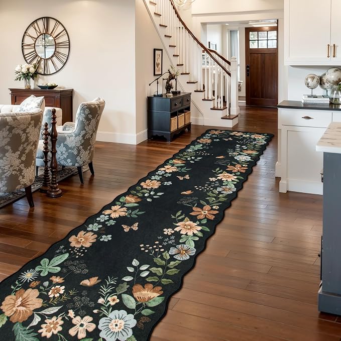 Lahome Floral Hallway Runner Rug Non Slip, Stain Resistan Carpet - Image 2