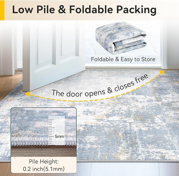 RELEANY Washable Area Rugs 9'x12' Non-Slip Modern Abstract Soft - Image 8