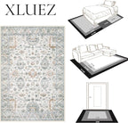 XLUEZ Area Rug 5x7 Living Room Rug, Machine Washable Vintage Distressed Boho - Image 8