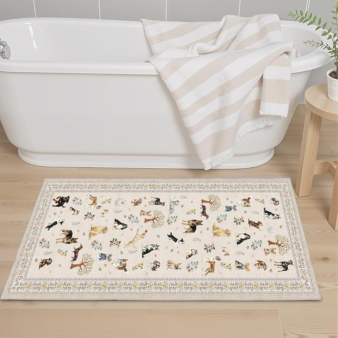 Dog Rug for Entryway, 2x3 Washable Kitchen Mat Ultra-Thin Soft, Non-Slip Indoor by WelcometoBabovid