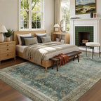 Latte&Fog 5x7 Area Rugs for Living Room, Vintage Green Washable Rug, Floral - Image 4