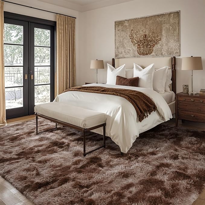 7x10 Ft Extra Large Shag Brown Area Rug - Image 3