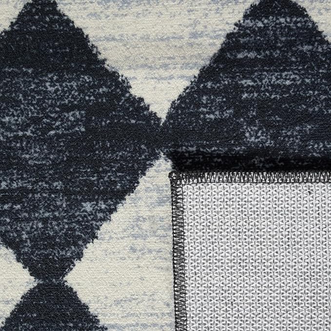 Lahome Zelie Moroccan Trellis Area Rug, 2x3 Small Black Checkered Entryway Rug - Image 6