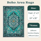 SERISSA Boho Rugs for Entryway, 2x3 Teal Entryway Rug Non-Slip Washable Small - Image 6