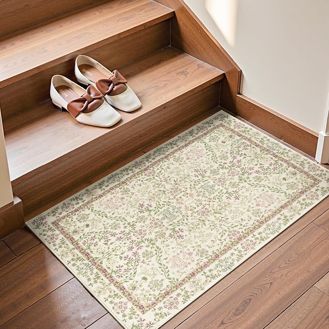 jinchan Zenith Floral 2x3 Rug for Entryway Kitchen Rug Washable Non-Slip - Image 3