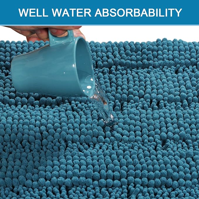 H.VERSAILTEX Turquoise Bathroom Rug, 2 Piece Bathroom Rug Set Slip-Resistant - Image 5