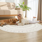 cotiled 5x5 Round Area Rugs Living Room Rug: Washable Boho Rugs - Image 7