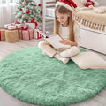 OLANLY Mint Green Round Rugs for Bedroom by OLANLY