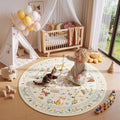 Unirea 4x4 Beige Cat Round Area Rugs, Washable Soft Non Slip Circle Rug by UNIREA