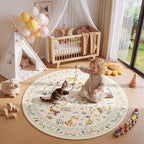 Unirea 4x4 Beige Cat Round Area Rugs, Washable Soft Non Slip Circle Rug by UNIREA