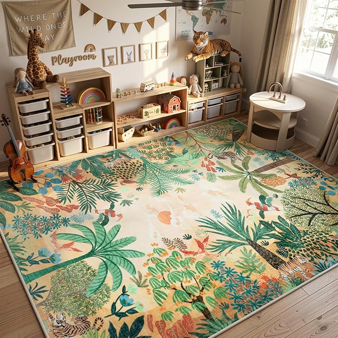 LIVEBOX Boho 8x10 Area Rugs for Living Room, Washable Soft Jungle Animal Print by LIVEBOX