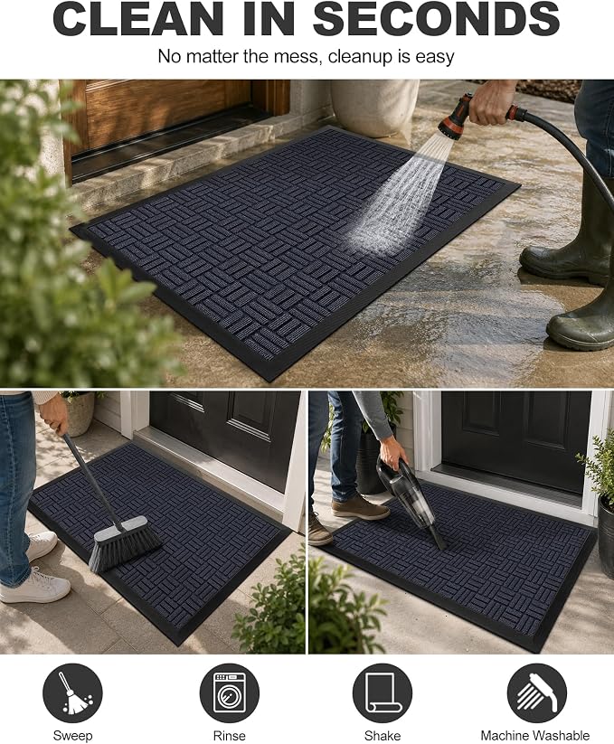 Mibao Front Door Mat Outdoor Entrance, Waterproof Dirt Trapper Doormat - Image 5
