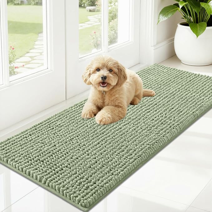 OLANLY Dog Door Mat for Muddy Paws 47x20, Ultra Absorbent Chenille Mud Doormat by OLANLY