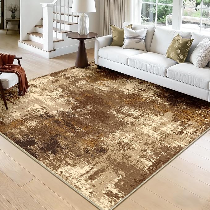 RELEANY Washable Area Rugs Square 8ft Non-Slip Modern Abstract Soft by RELEANY