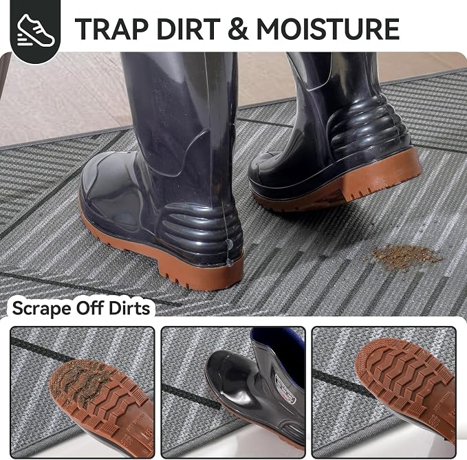 Front Door Mat 24''x35'', Non Slip Absorbent Dirt Resist Washable Low-Profile - Image 2