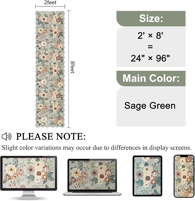 DUKINO 2x8 Washable Runner Rug, Soft Floral Hallway Rug Runner - Image 2