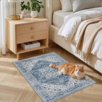 2x3 Area Rugs Living Room Rug: Washable Vintage Boho Medallion Rug No Slip - Image 3