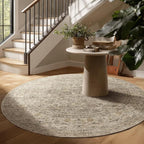6ft Washable Round Rugs for Bedroom: Circle Living Room Rug Vintage Non Slip - Image 3