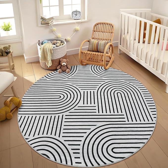 Washable Rug 4ft Area Rugs for Living Room, Abstract Rug for Bedroom, Soft - Image 4