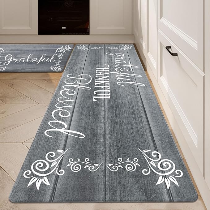 HEBE Anti Fatigue Kitchen Mat Set of 2 Non Slip Cushioned Kitchen Mats by HEBE