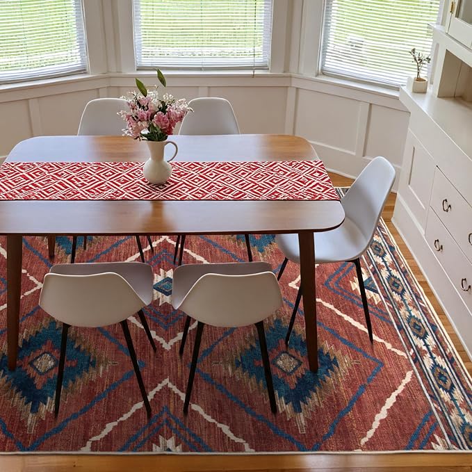 Area Rug 5x7 Rug Machine Washable Non-Slip Low Pile Print Pattern Western Rug - Image 5