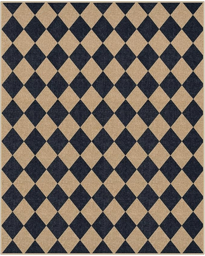 Lahome Colette Checkered Easy Jute Area Rug 8x10, Large Living Room Patio Rug - Image 9