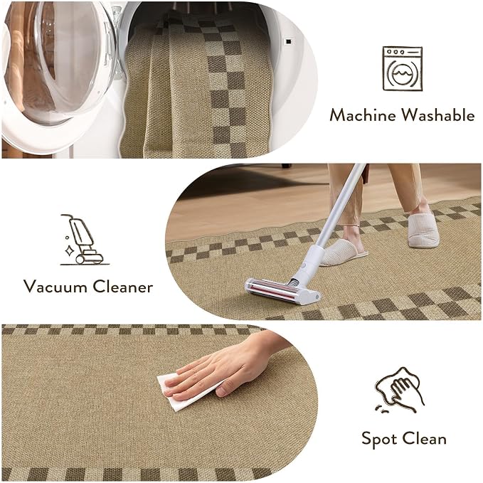 LIVEBOX Scalloped Easy Jute Checkered Runner Rug - Image 6