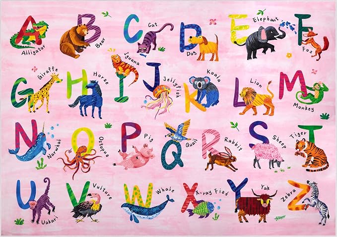 6x9 ABC Classroom Rug for Kids Playroom, Alphabet Rug - Image 4