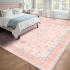 Washable Pink and Blue 6x8 Boho Rugs - Image 3
