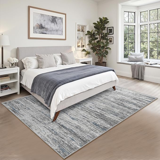 5x7 Area Rugs - Ultra-Thin Washble Rugs, Non-Slip Low Pile Abstract Print Rugs - Image 6