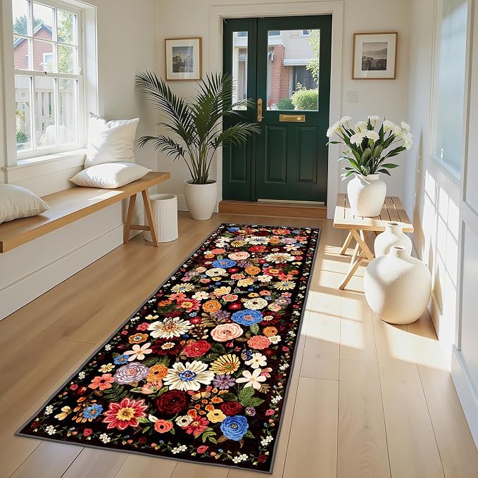 Espresso Rug for Hallways Kitchen Rug 2x8, Non Slip Washable Rugs - Image 2