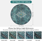 Moynesa Ultra-Thin Washable Round Rug - 6ft Teal Large Living Room Circle Area - Image 2