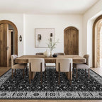Rugxara 8x10 Washable Area Rug for Living Room, Extra Large Black Vintage Boho - Image 3