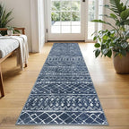 KUTA Boho Kitchen Rugs 2x5 ft Navy Blue Moroccan Washable Runner Rug Non-Slip by KUTA