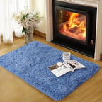 qulint Blue Rug for Bedroom, 2x3 Area Rugs for Boys Room Soft Fluffy Shag Small by QULINT