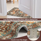 Yamaziot Washable Runner Rug, Stain Resistant & Low Pile Faux Wool Distressed - Image 3