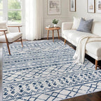 KUTA Area Rug 5x7, Moroccan Large Blue White Rugs Washable Boho Non-Slip by KUTA
