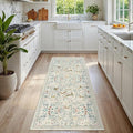 Runner Rug Washable Runners Kitchen Rugs Non Slip Neutral Floral Carpet Low Pile by Yidanamy