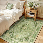 RELEANY Area Rugs 3'x5' Washable Non-Slip, Floral Vintage Distress Medallion by RELEANY